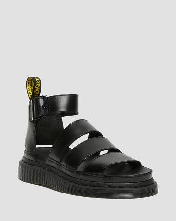 Black Women's Dr Martens Clarissa II Leather Gladiator Sandals | CA 295RVD